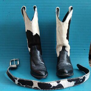 Leather and Fur Ladies Cowgirl boots, Size 8